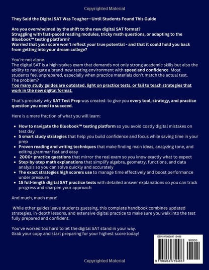 SAT Test Prep: The Complete & Up-to-Date Prep Book with 15 Full-Length Practice Tests, 2000+ Practice Questions & Step-by-Step Explanations to Ace the Digital SAT