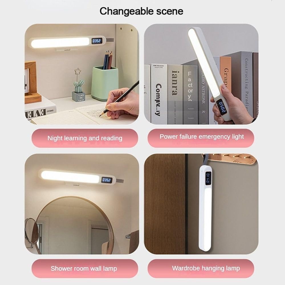 LED Desk Lamp with Magnetic Base, Adjustable 90° Angle, USB Charging, 3 Color Light Modes, White