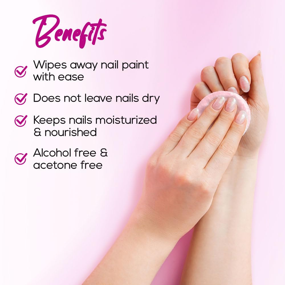 Nail Polish Remover Wipes, Acetone-Free, Vitamin E, 50 Count
