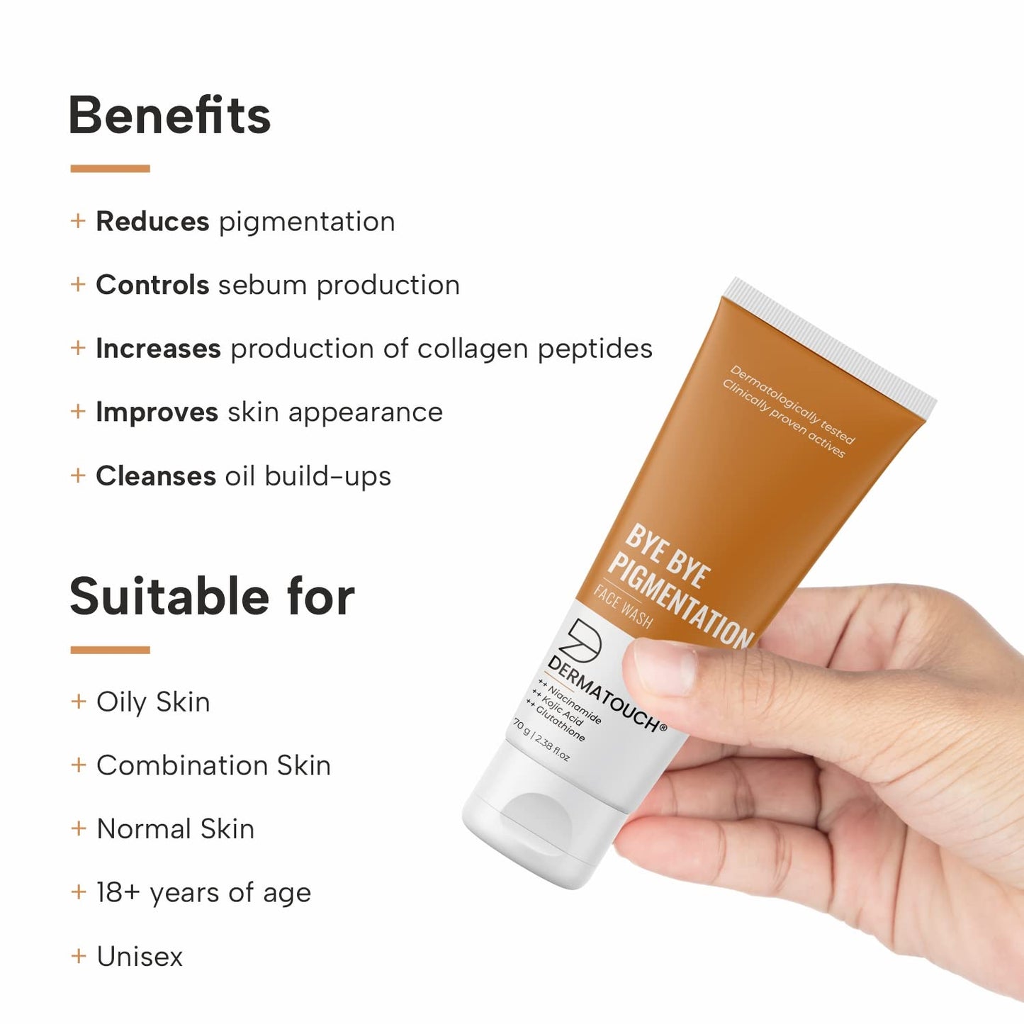 Bye Bye Pigmentation Face Wash with Niacinamide & Kojic Acid - 70G