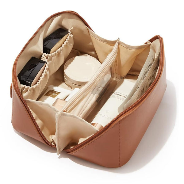Large Capacity Waterproof Makeup Organizer Bag - Brown