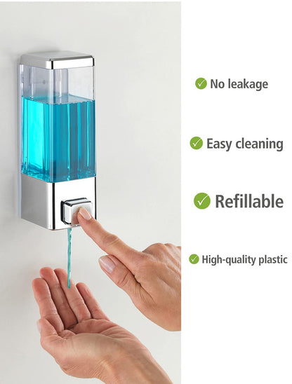 Wall Mounted Soap Dispenser - Chrome Plated ABS - 350ml - 7.5 x 6 x 18.5 cm