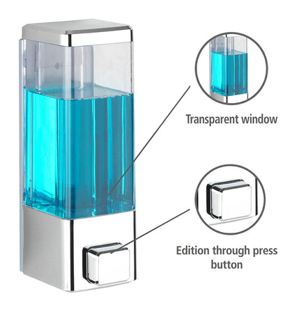 Wall Mounted Soap Dispenser - Chrome Plated ABS - 350ml - 7.5 x 6 x 18.5 cm