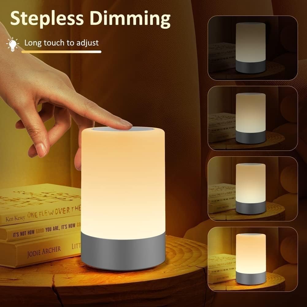 LED Touch Control Table Lamp - White - USB Rechargeable - Adjustable Brightness - Modern Design