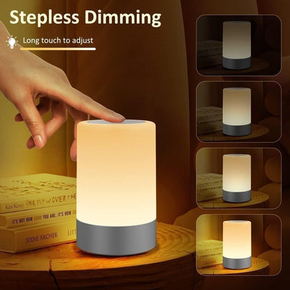 LED Touch Control Table Lamp - White - USB Rechargeable - Adjustable Brightness - Modern Design