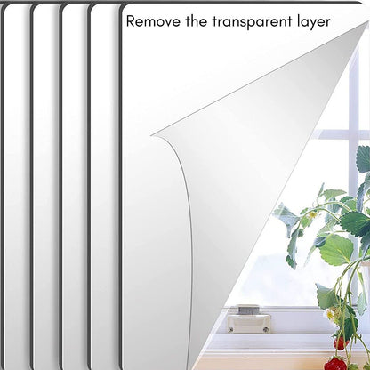 Acrylic Mirror Sticker Set - Modern Silver Design - 15x10cm - Self-Adhesive - Pack of 4