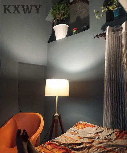 Modern Decorative Floor Lamp with Wooden Tripod Stand and Jute Shade - LED, Brown