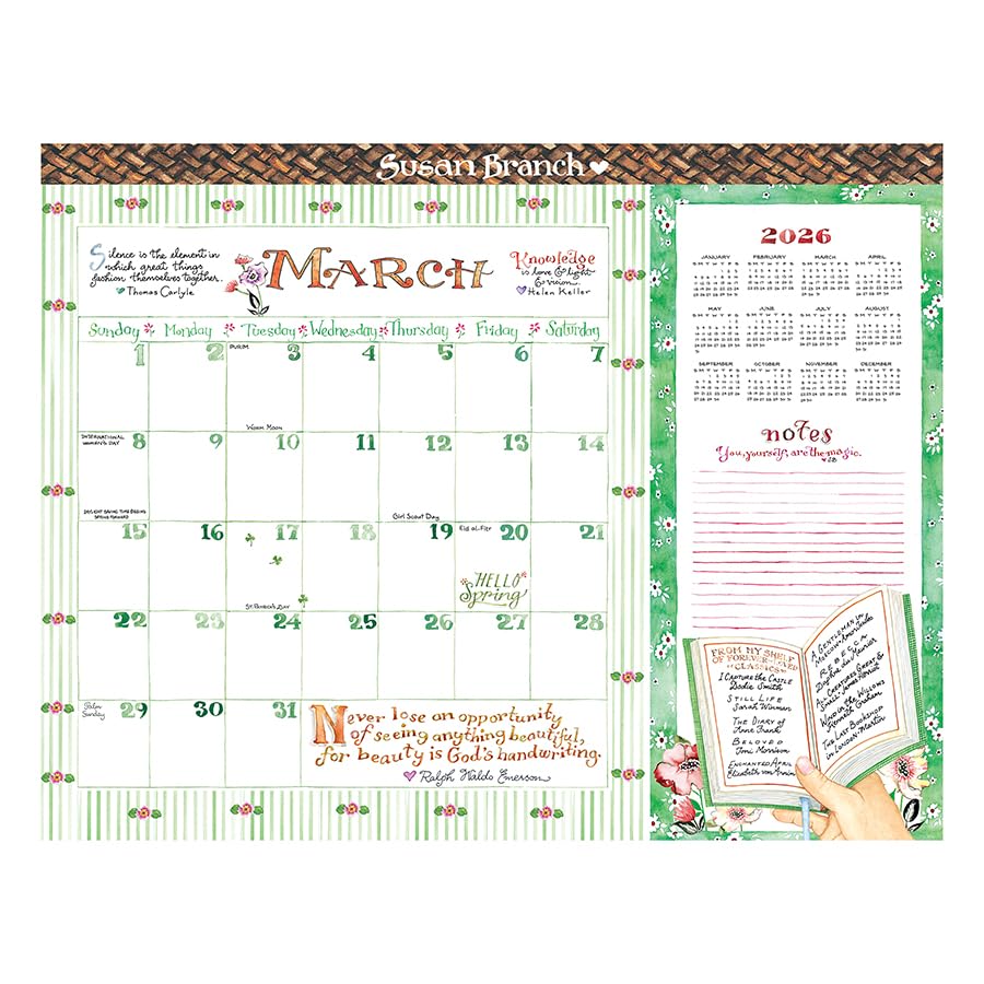 Cal 2026- Susan Branch Large Desk Pad Monthly Blotter 