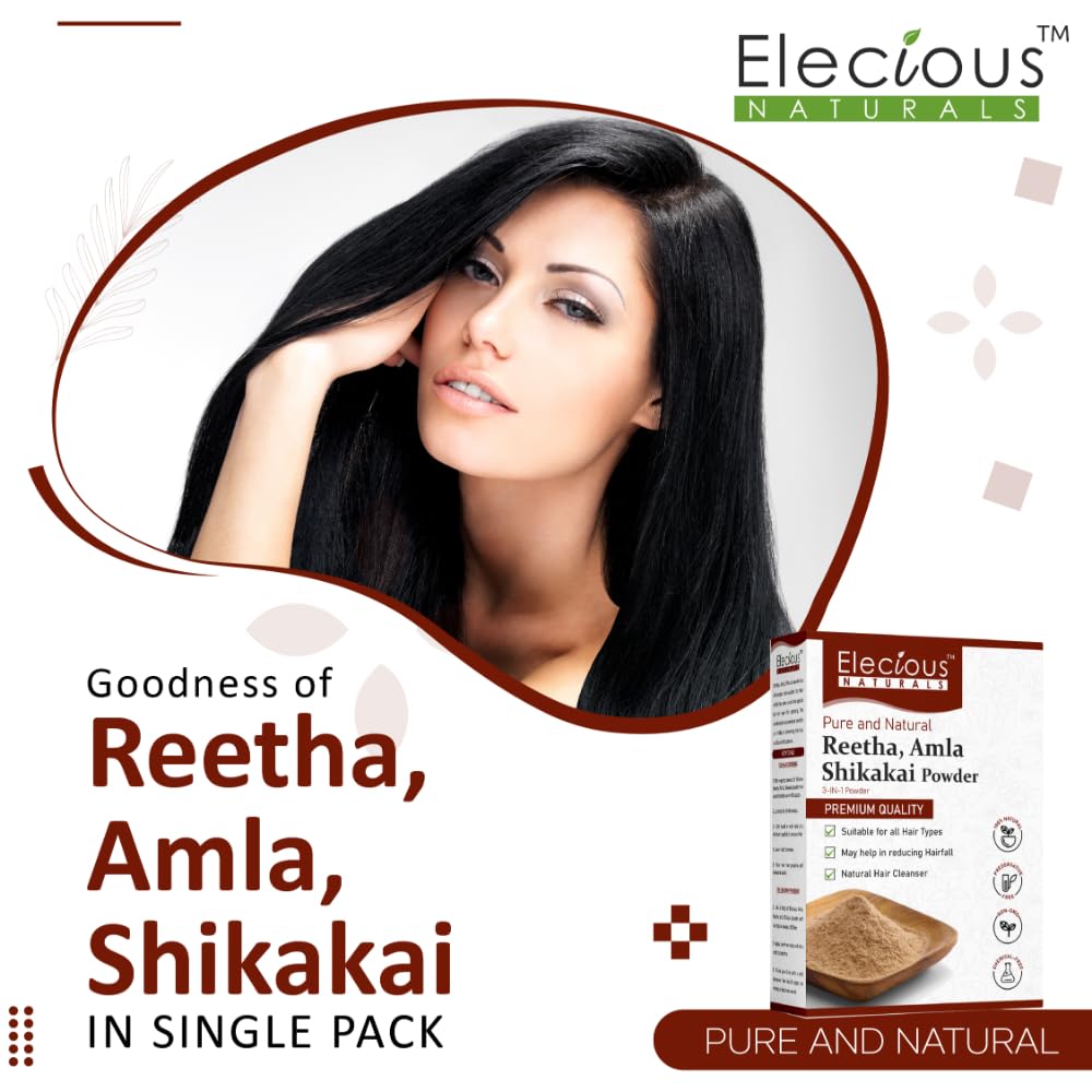 Natural Amla, Reetha, Shikakai Powder for Hair Care - 100% Pure