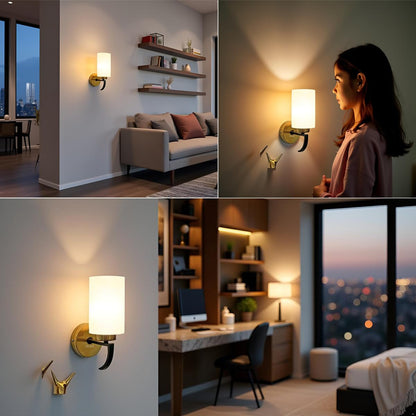 Wall Mount Lamp Modern Design Black & White Metal Glass E27 1-Pack