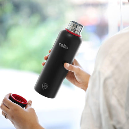 CELLO Duro Kent Insulated Stainless Steel Flask Water Bottle for Daily Use 900 ml, Black