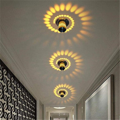 LED Spiral Wall Light Modern Design Metal Warm White 3W for Bedroom Living Room Kitchen Bathroom