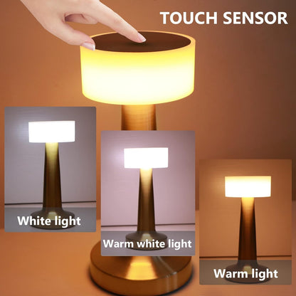 Table Lamp with Wireless Charging & Touch Control - Aluminum Gold - 2000 mAh Battery - 41 Level Dimming