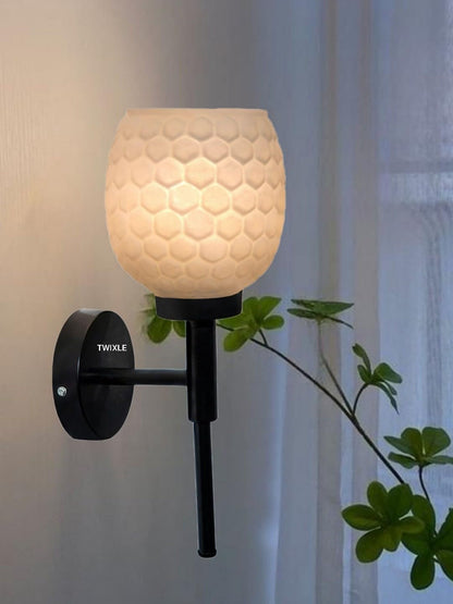 LED Wall Light Honeycomb Design Black and Glass 20 cm Height