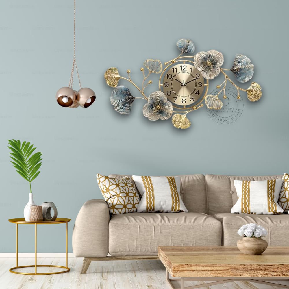 Antique Metal Wall Clock - Large Decorative 60cm Silent Design for Living Room and Office
