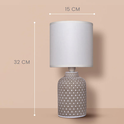 Table Lamp with Off-White Fabric Shade and Concrete Base - 32 cm Height - Includes 5W LED Bulb