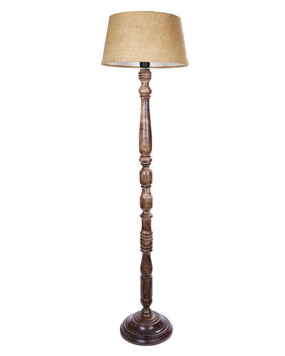 Decorative Floor Lamp with Adjustable Height - Wooden, Black Finish - 33x33x145 cm