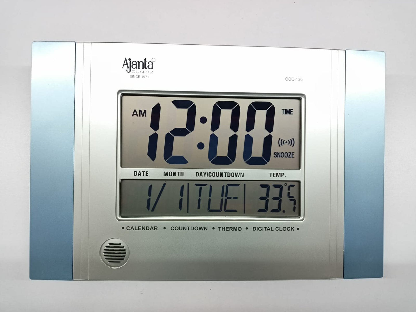Ajanta Digital Alarm Wall Clock - Abstract Rectangle Design, Navy Blue, 29 cm x 19 cm x 2.5 cm