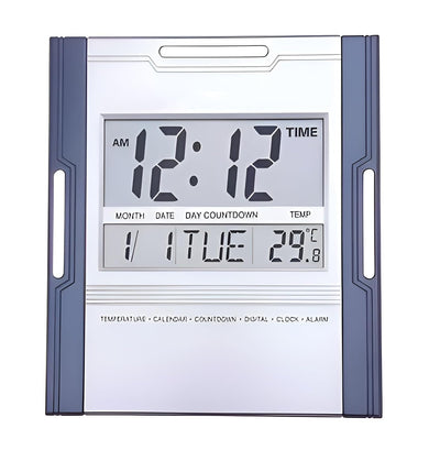 Digital Wall Clock with LCD Display, Battery Operated, 12/24 Hour Format