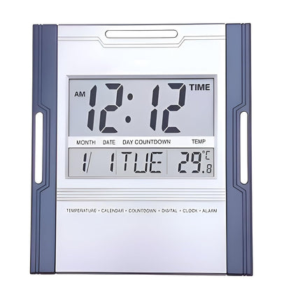 Digital Wall Clock with LCD Display, Battery Operated, 12/24 Hour Format