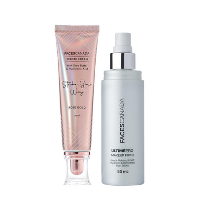 Rose Gold Strobe Cream 30ml & Makeup Fixer 50ml Kit