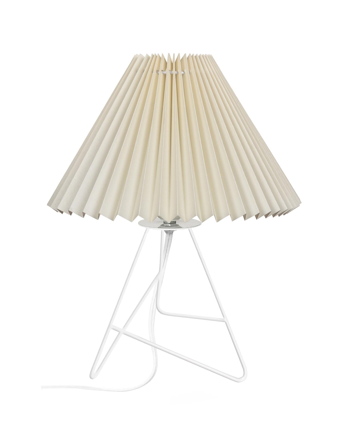 Table Lamp Minimalist Design Metal Base Off-White Fabric Shade 34.7x24x24cm
