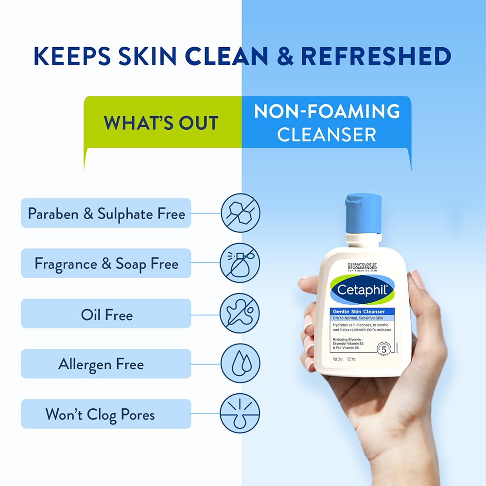 Cetaphil Gentle Hydrating Face Wash, 125ml, Niacinamide, B5