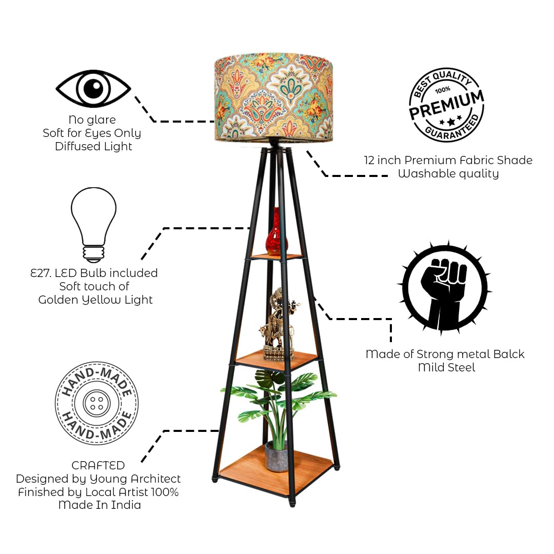 Modern Minimalist Floor Lamp with 9W LED Bulb, Black Metal & Beige Linen Shade, 4.18 lbs, Ideal for Living Room & Bedroom