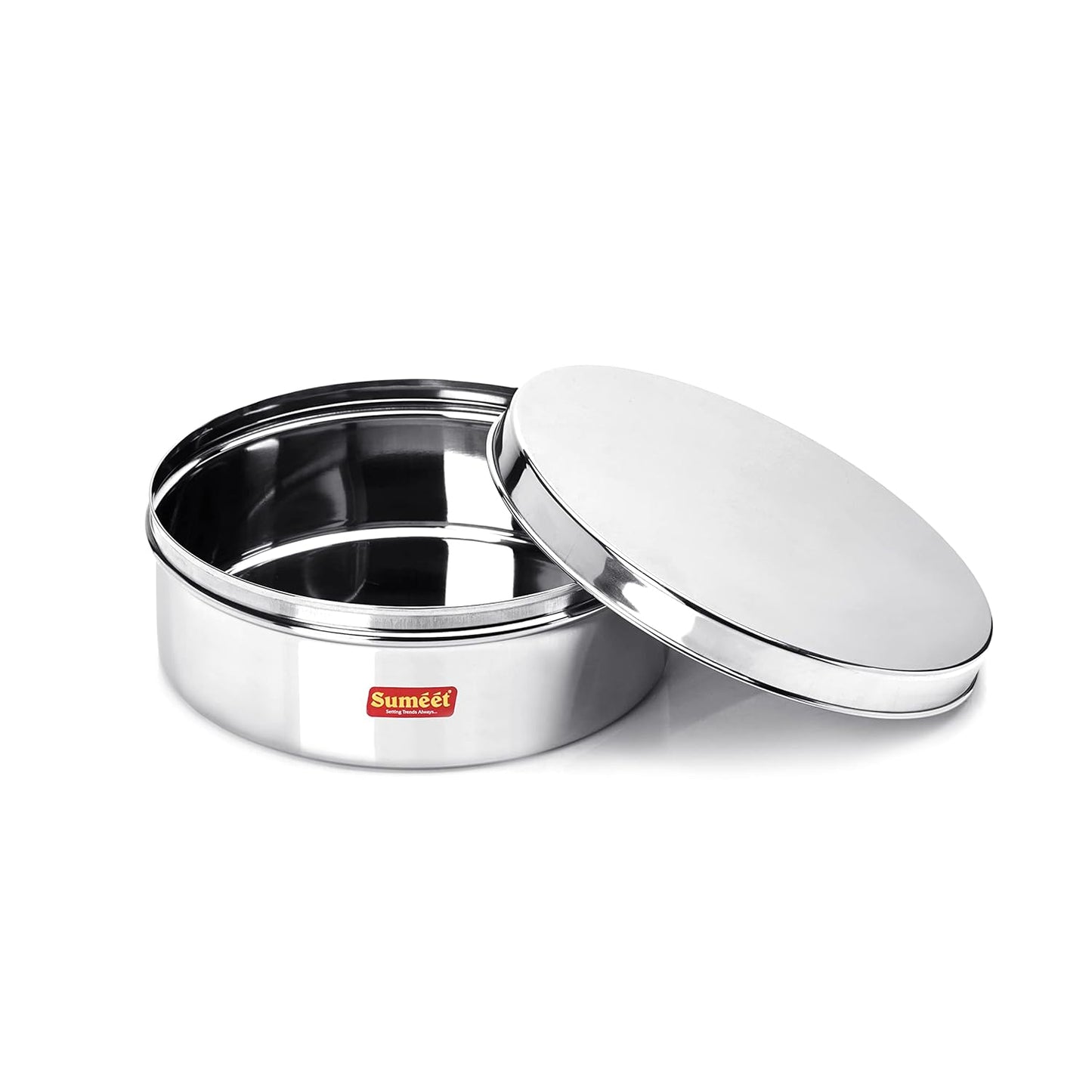 Sumeet Stainless Steel Flat Canister/Storage Container (1.2Ltr) (17Cm)