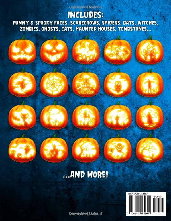 Pumpkin Carving Stencils for Advanced: 50 Funny & Spooky Halloween Templates for Carving Pumpkins, Decorating and Painting Crafts | Template Patterns for Funny and Scary Halloween Decor 
