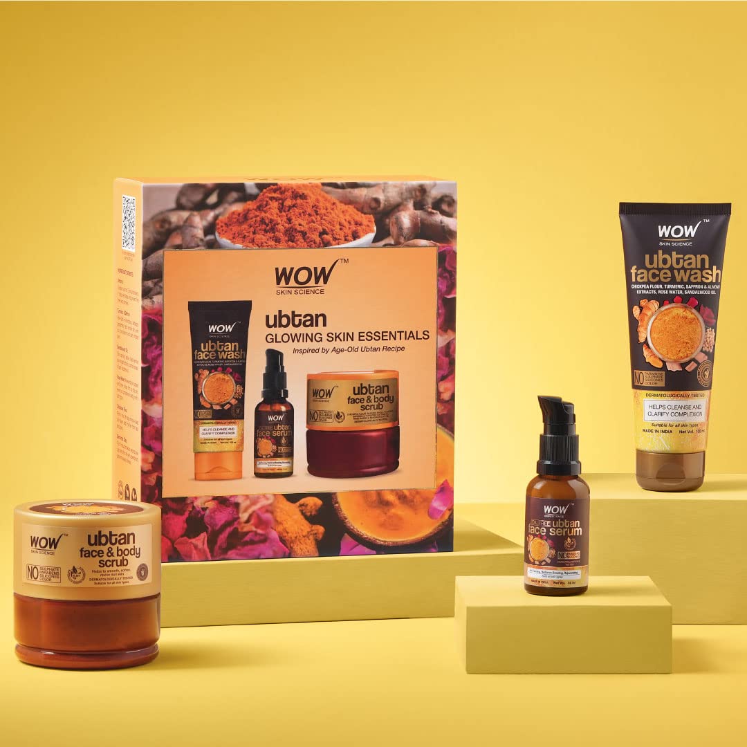 Ubtan Glowing Skin Gift Kit: Face Wash, Serum, Scrub Set
