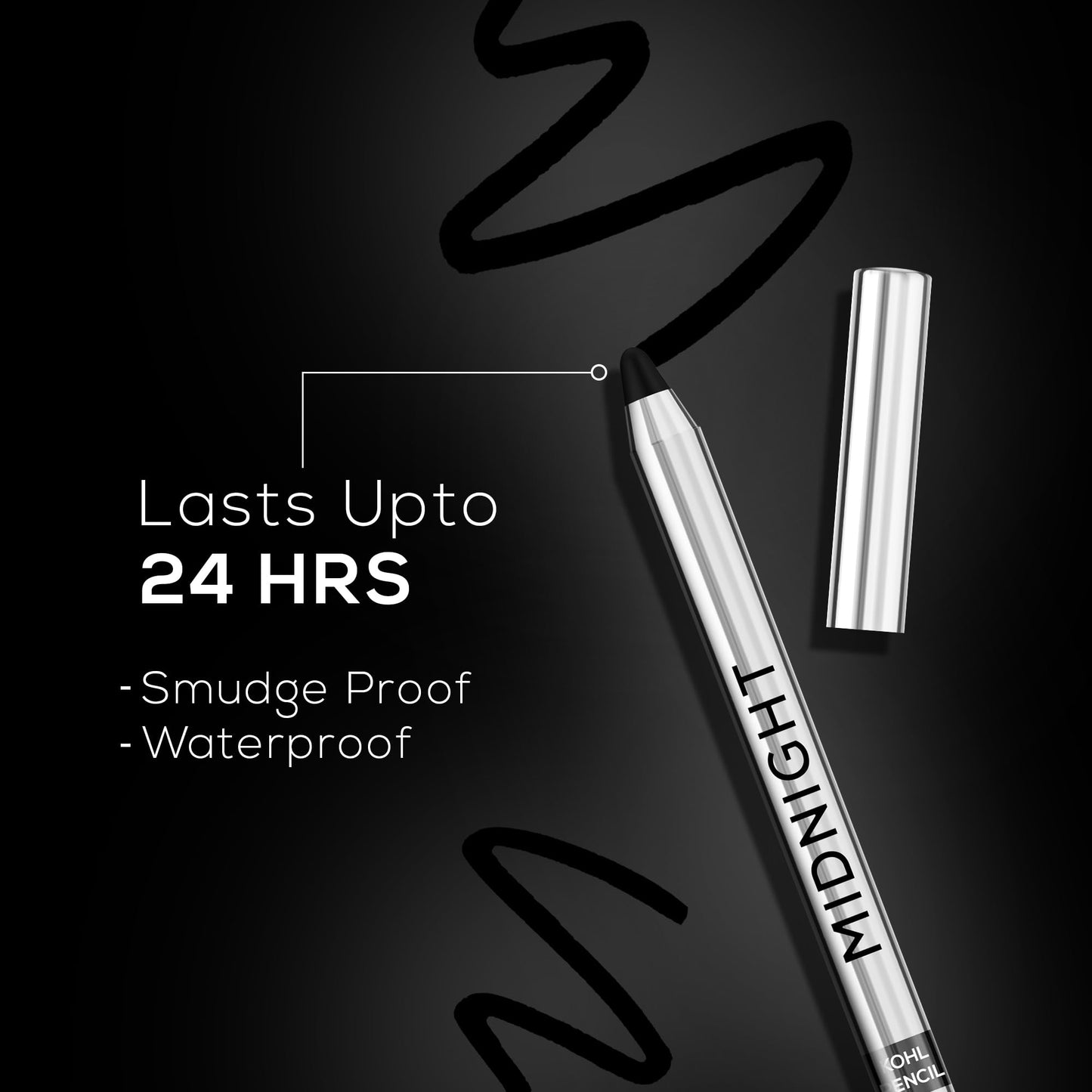 Midnight Kohl Kajal Pencil, Waterproof, 24h Stay, 1.5g