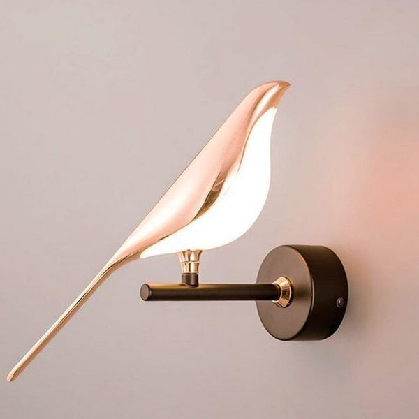 LED Wall Light Artistic Bird Shape Rose Gold 30cm Modern Decorative Sconce