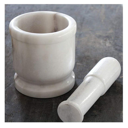 Jaipur Ace Natural White Marble Mortar and Pestle Set-4x4 Inches (White)