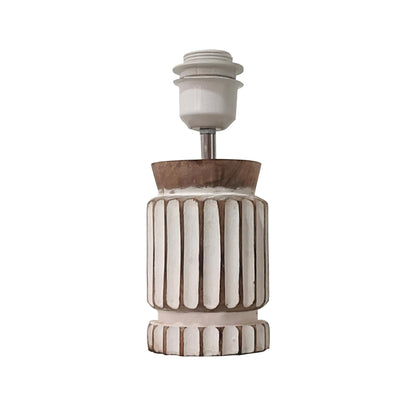 Table Lamp Retro Farmhouse Design Linen Shade Wood Base 20x20x40 cm White LED
