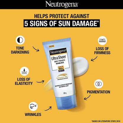 Neutrogena Ultra Sheer SPF 50+ Sunscreen, 80g, Water Resistant