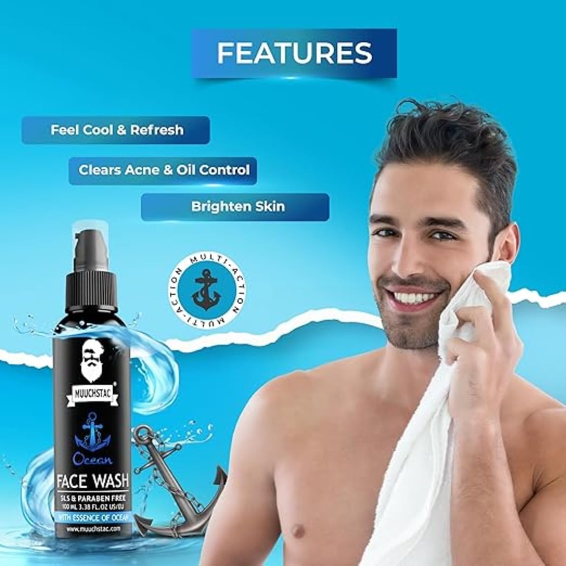 Men's Ocean Face Wash 2x100ml | Acne, Oil Control, Refreshing