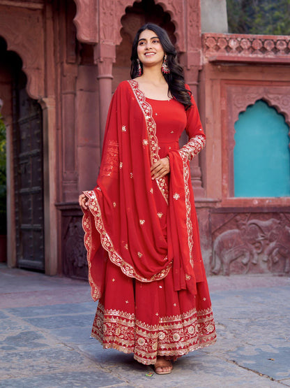 Lehenga Mart Designer Anarkali Suit With Kurta Palazzo Dupatta For Women-Tometo