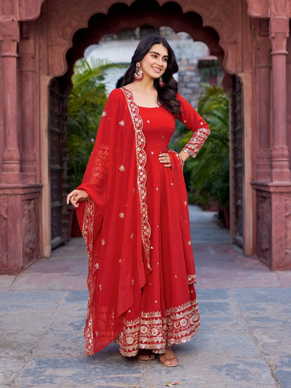 Lehenga Mart Designer Anarkali Suit With Kurta Palazzo Dupatta For Women-Tometo