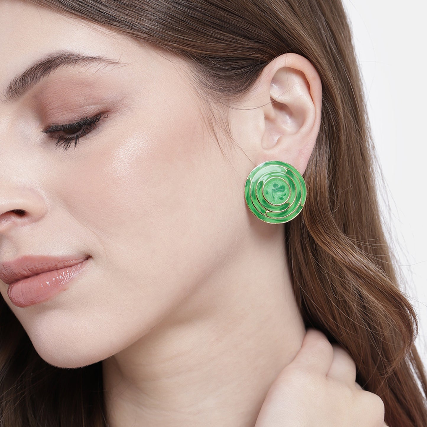 GREEN ENAMEL ROUND STUDS