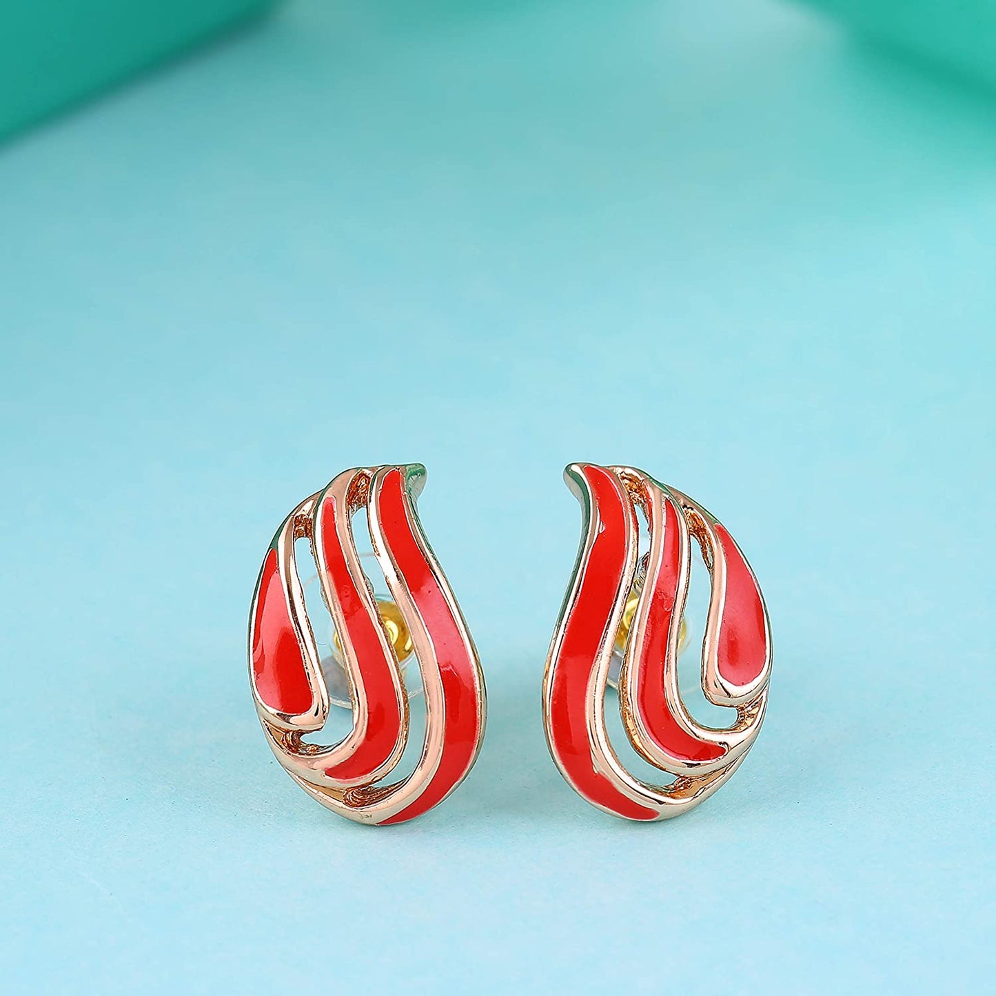 Estele Cute Red Lady Bug Shaped Earrings for women