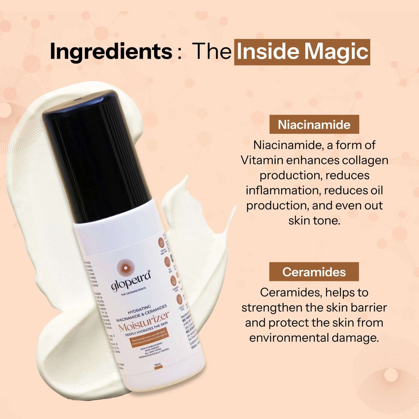 Glopetra Hydrating Niacinamide & Ceramides Moisturizer Deeply Hydrates The Skin