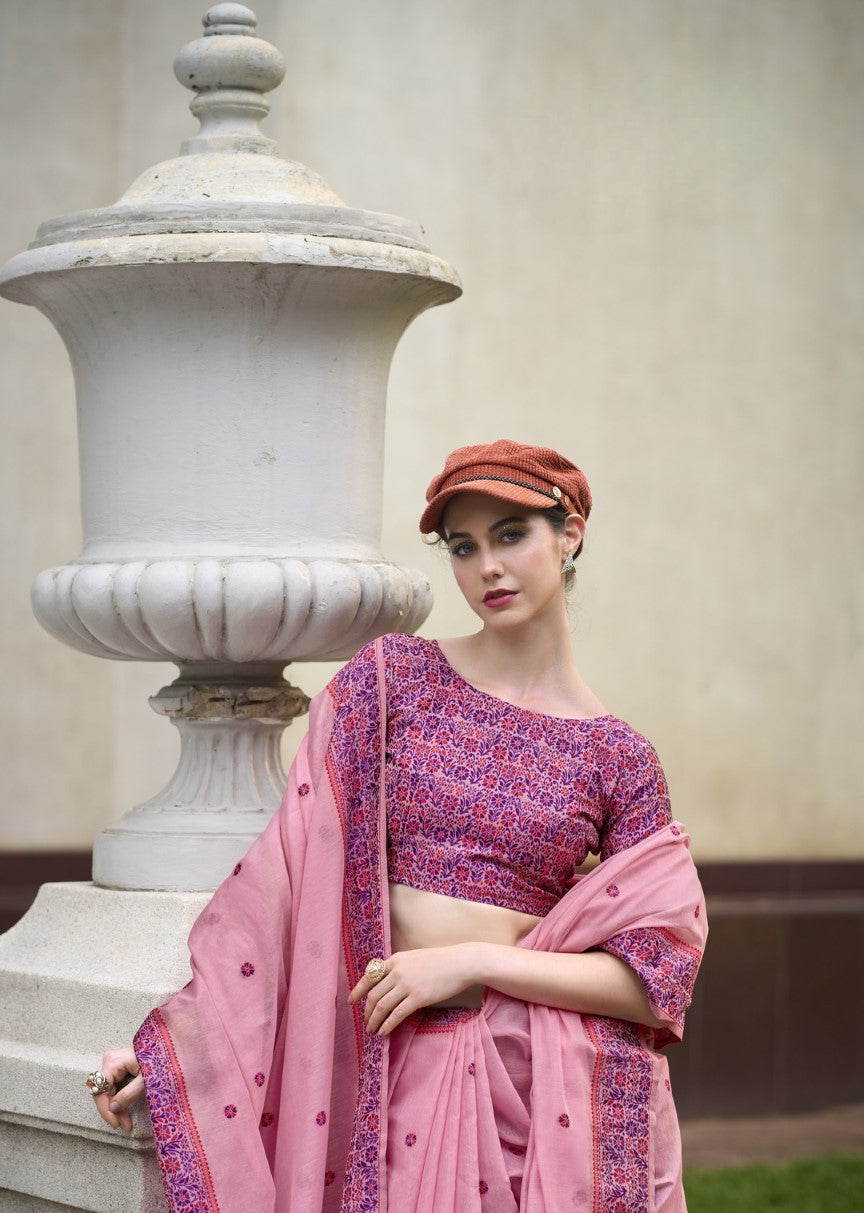Anaita Purple Designer Weaving Soft Linen Saree With Blouse