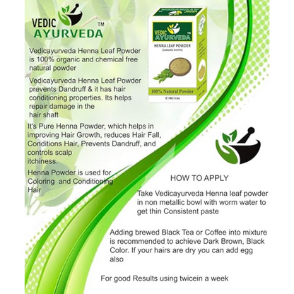 VedicAyurveda Heena Powder, Bhringraj & Indigo Powder