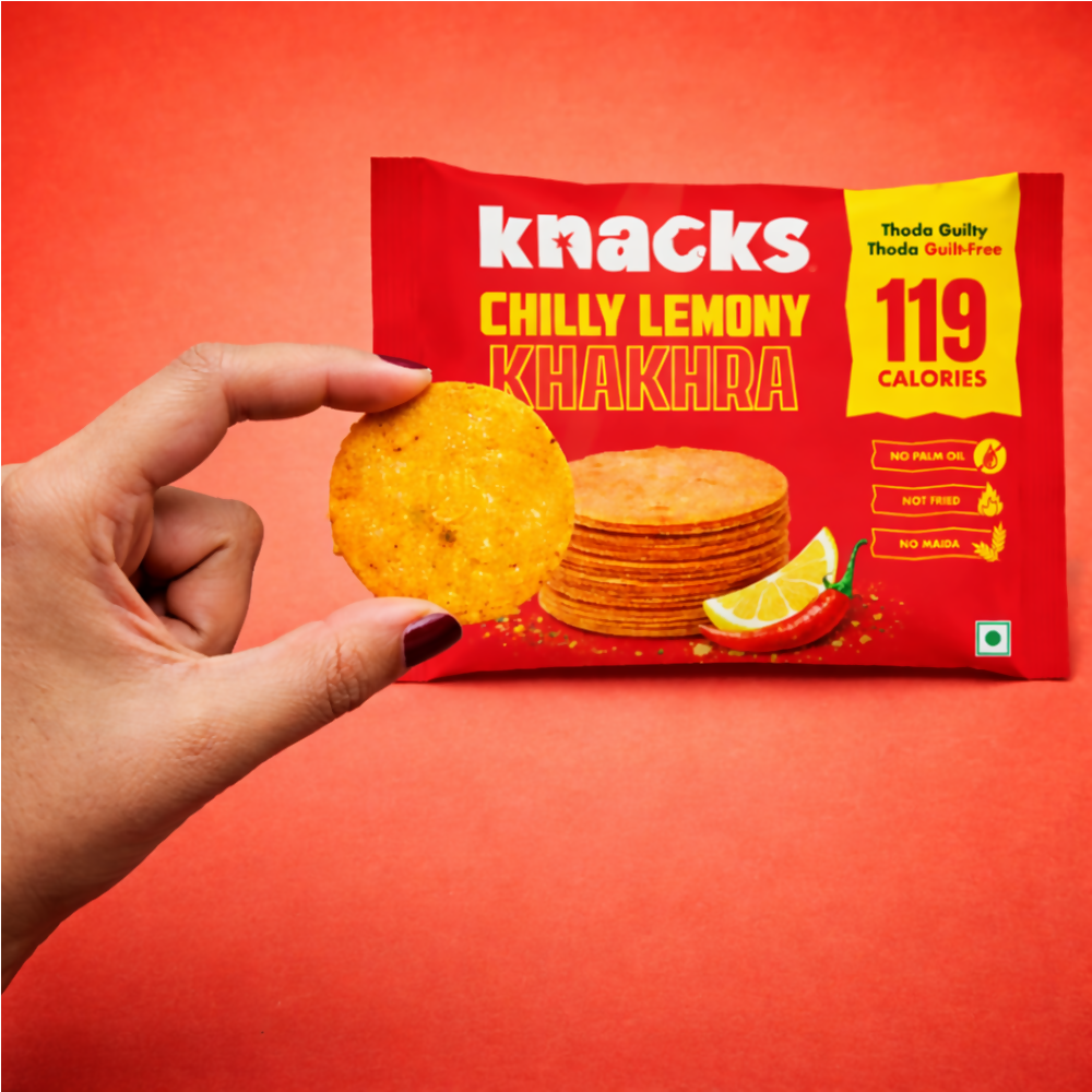 Knacks Coin Khakhra Crisps - Chilly Lemony Flavour