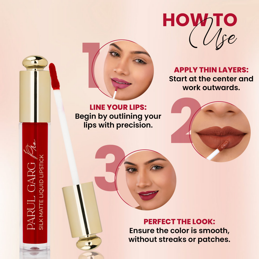 Parul Garg Beauty Silk Matte Liquid Lipstick, Long Lasting & Transfer-Proof - Primrose, Deep Maroon