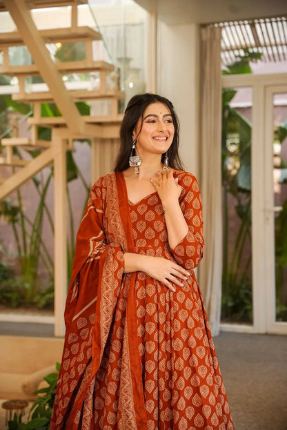 Aayaa Designer Cotton Silk Suit - Maroon