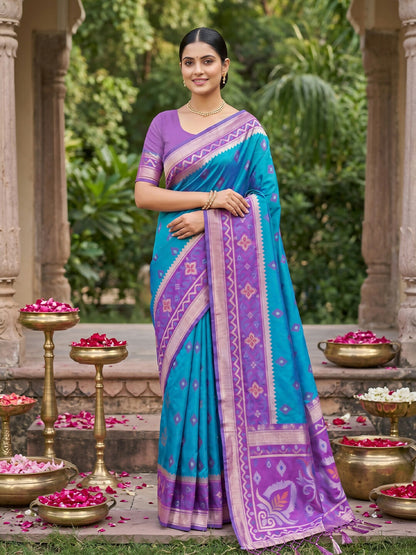 Shree Shyam Fashion Rama Blue Soft Silk Saree