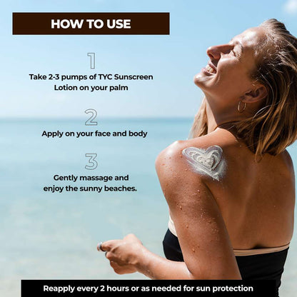 TYC Sunscreen Face & Body Lotion - Red Grapes, Coconut Oil & Niacinamide | SPF 60++++