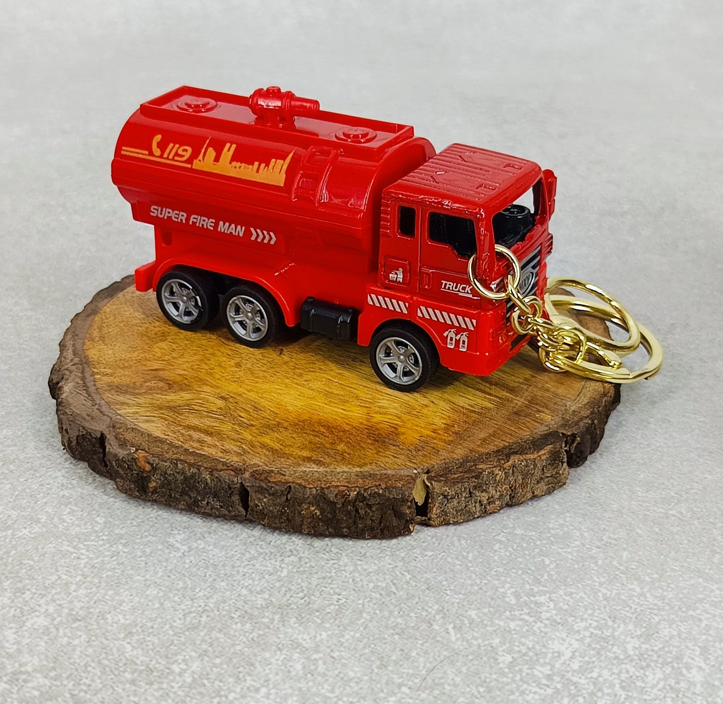 Fire Brigade Truck Keychain | Model 3 | Red Miniature Truck | With Moveble Centrifugal Pump |